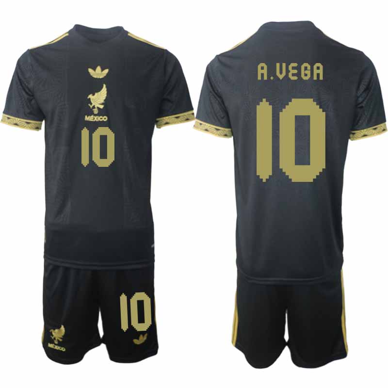 Fotbollströjor Billigt Herr Mexiko 2025 Gold Cup Svart Fotbollsset Alexis Vega 10