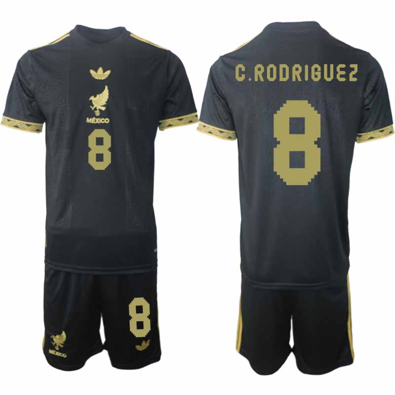 Fotbollströjor Billigt Herr Mexiko 2025 Gold Cup Svart Fotbollsset Carlos Rodriguez 8