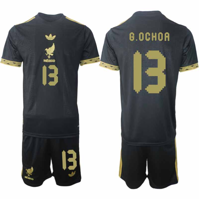Fotbollströjor Billigt Herr Mexiko 2025 Gold Cup Svart Fotbollsset Guillermo Ochoa 13