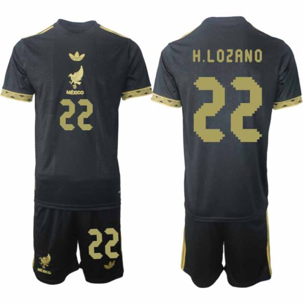 Köpa Fotbollströjor Herr Mexiko 2025 Gold Cup Svart Fotbollsset Hirving Lozano 22