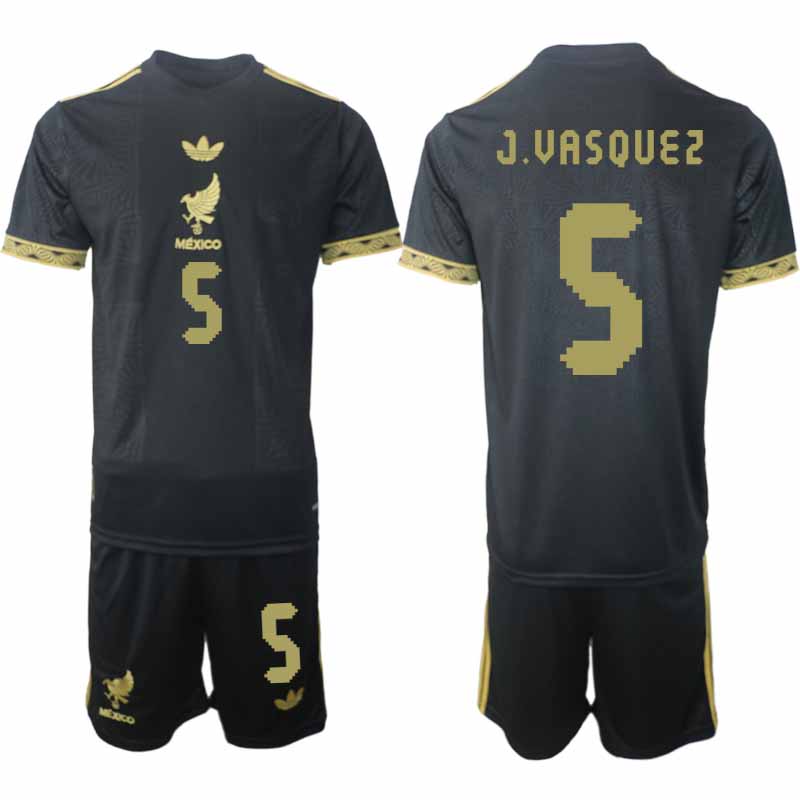 Fotbollströjor Billigt Herr Mexiko 2025 Gold Cup Svart Fotbollsset Johan Vasquez 5
