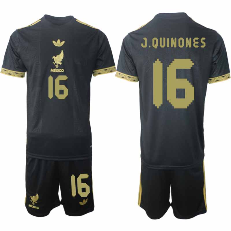 Köpa Fotbollströjor Herr Mexiko 2025 Gold Cup Svart Fotbollsset Julián Quiñones 16