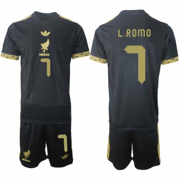 Fotbollströjor Billigt Herr Mexiko 2025 Gold Cup Svart Fotbollsset Luis Romo 7