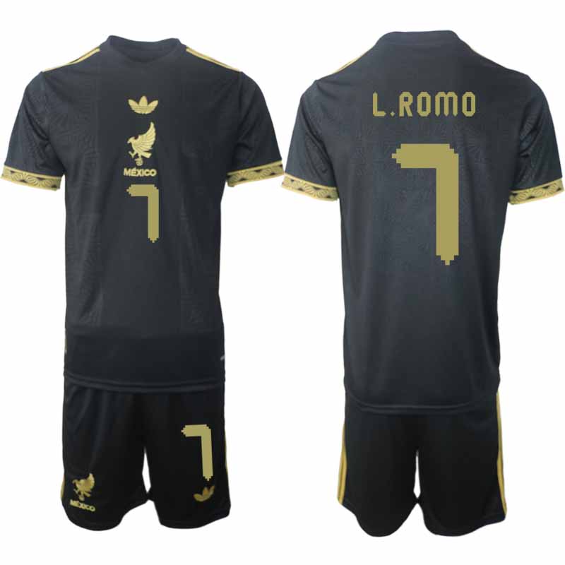 Fotbollströjor Billigt Herr Mexiko 2025 Gold Cup Svart Fotbollsset Luis Romo 7