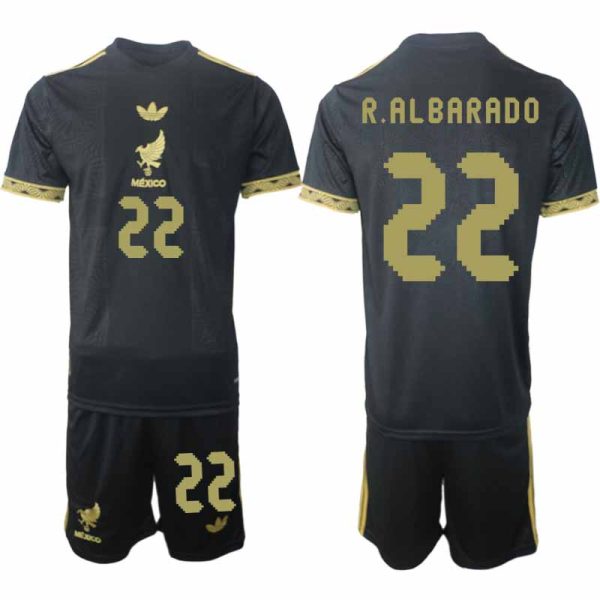 Köpa Fotbollströjor Herr Mexiko 2025 Gold Cup Svart Fotbollsset Roberto Alvarado 22
