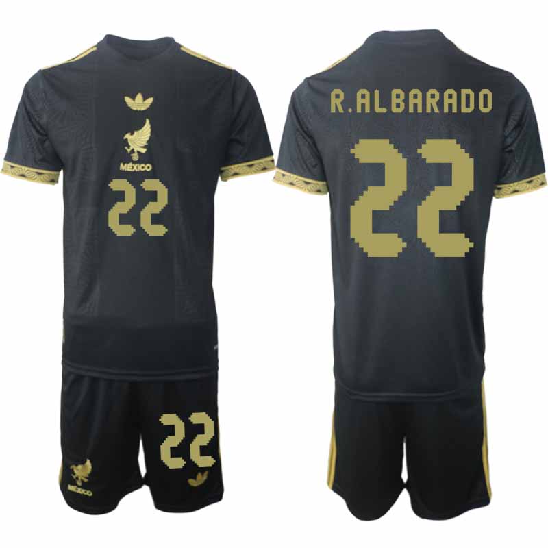 Köpa Fotbollströjor Herr Mexiko 2025 Gold Cup Svart Fotbollsset Roberto Alvarado 22