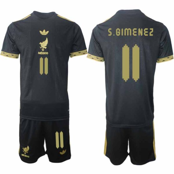 Köpa Fotbollströjor Herr Mexiko 2025 Gold Cup Svart Fotbollsset Santiago Gimenez 11