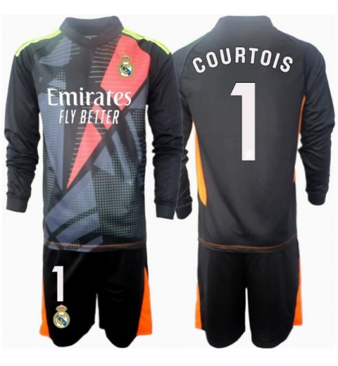 Köp Billiga Fotbollströjor Barn Real Madrid Målvakt Bortatröja 2024/25 Thibaut Courtois 1