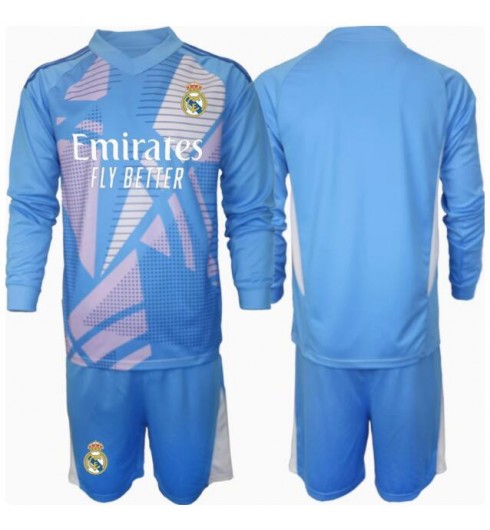 Köp Barn Real Madrid Målvakt Hemmatröja 2024/25 Långärmad + Korta byxor