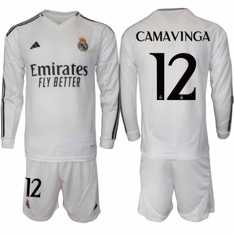 Billiga Fotbollströjor Herr Real Madrid Hemmatröja 2024/25 Fotbollsställ Eduardo Camavinga 12