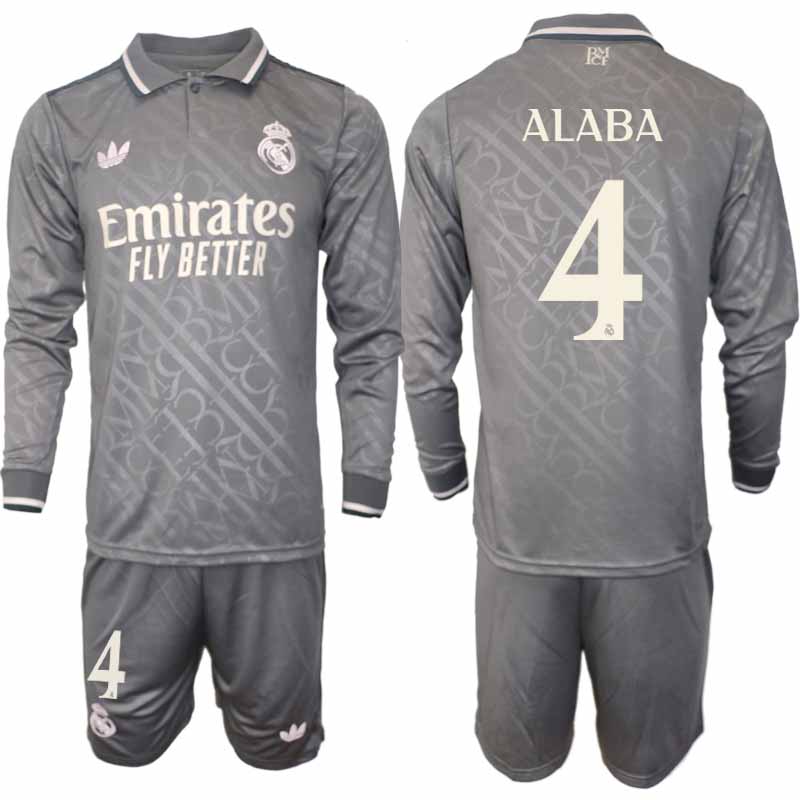Fotbollströjor Billigt Herr Real Madrid Tredjetröja 2024/25 Långärmad Set David Alaba 4