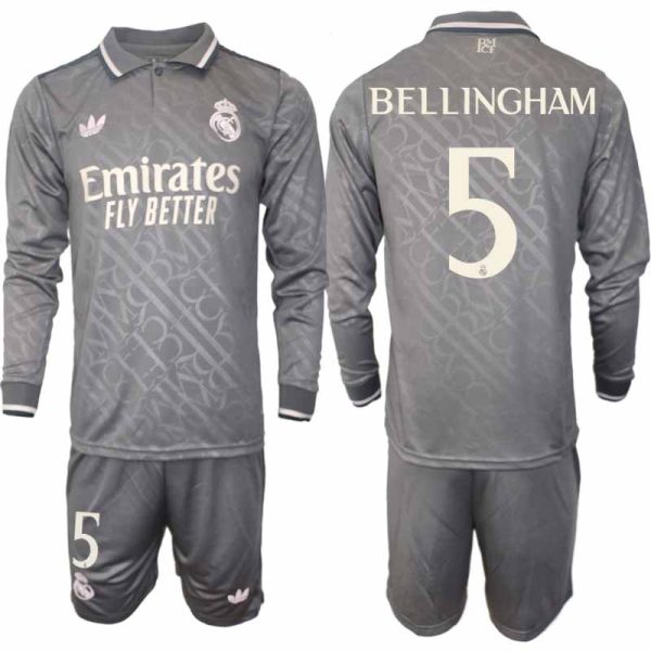 Fotbollströjor Billigt Herr Real Madrid Tredjetröja 2024/25 Långärmad Set Jude Bellingham 5
