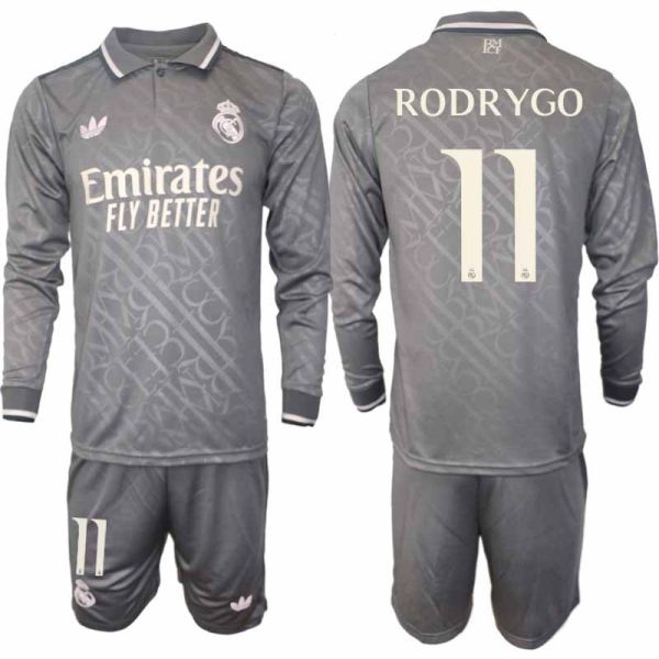 Billiga Fotbollströjor Herr Real Madrid Tredjetröja 2024/25 Långärmad Set Rodrygo 11