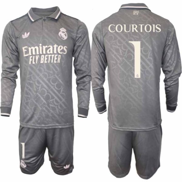 Fotbollströjor Billigt Herr Real Madrid Tredjetröja 2024/25 Långärmad Set Thibaut Courtois 1