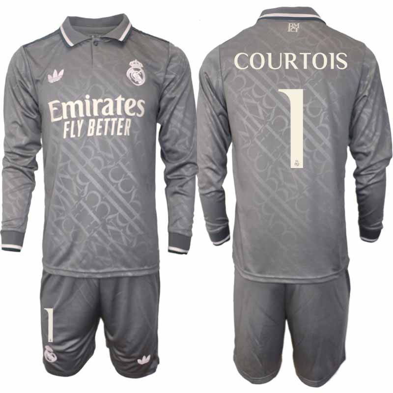 Fotbollströjor Billigt Herr Real Madrid Tredjetröja 2024/25 Långärmad Set Thibaut Courtois 1