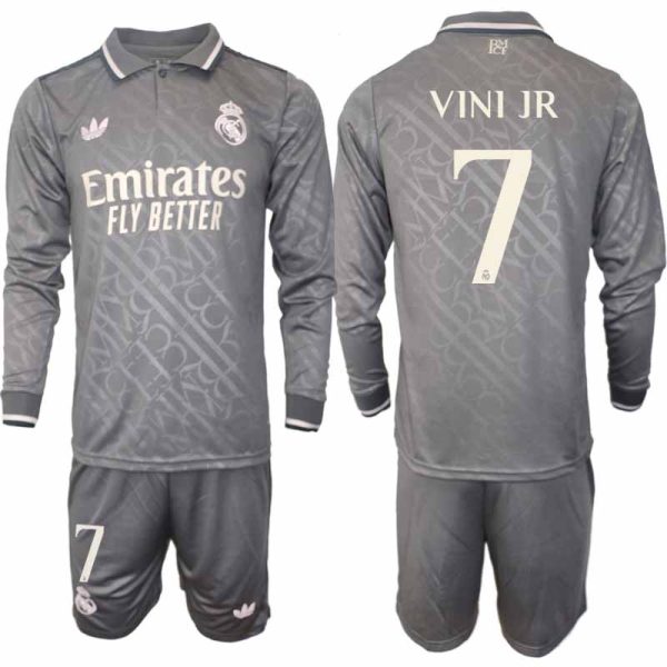 Fotbollströjor Billigt Herr Real Madrid Tredjetröja 2024/25 Långärmad Set Vinicius Junior 7