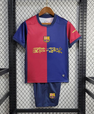 Fotbollströjor Barn Billiga FC Barcelona Hemmatröja 2024/25 Travis Scott Kortärmad