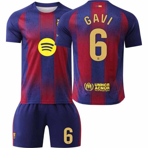 Fotbolls Kit Barn FC Barcelona Hemmatröja 2025/26 Paez Gavi 6