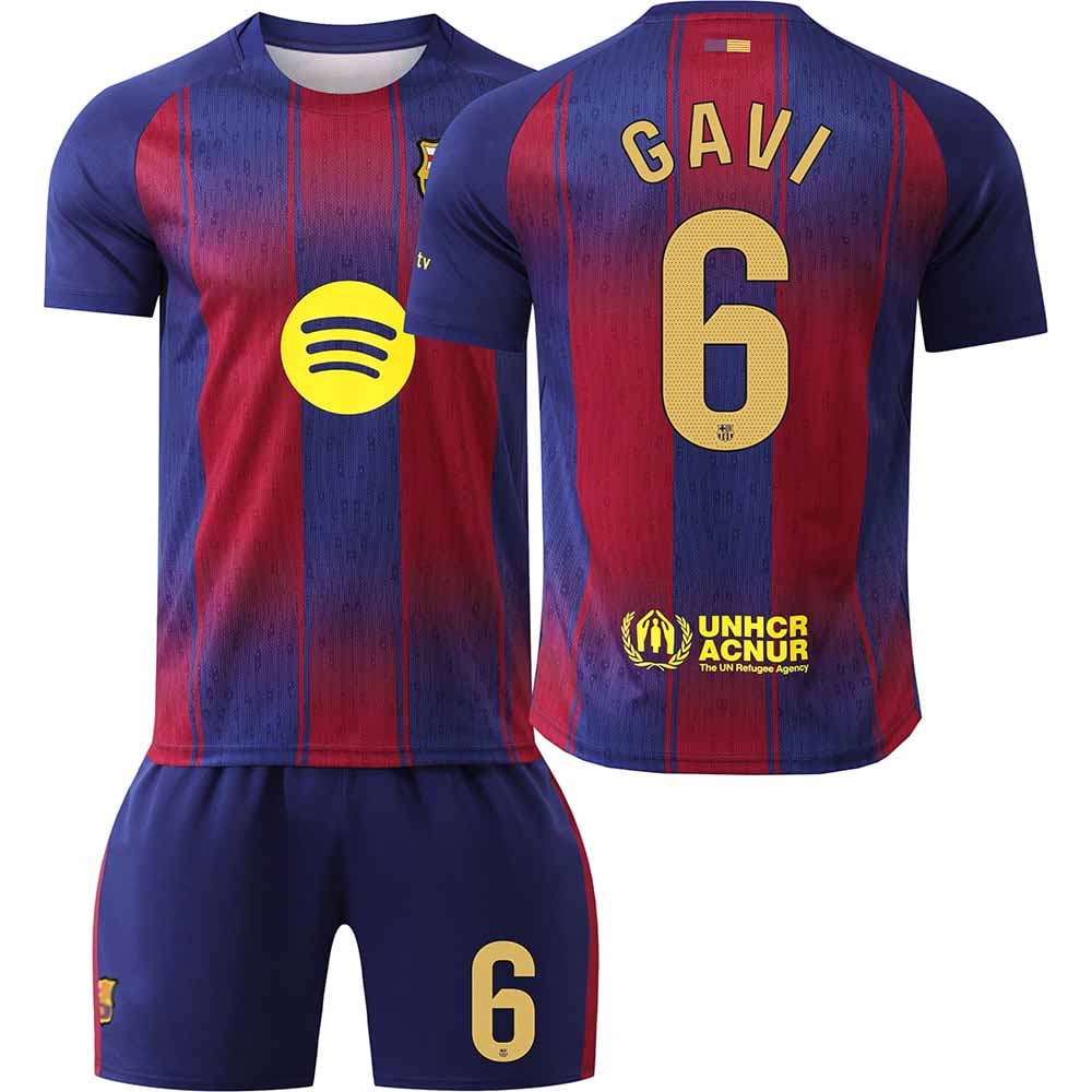 Fotbolls Kit Barn FC Barcelona Hemmatröja 2025/26 Paez Gavi 6
