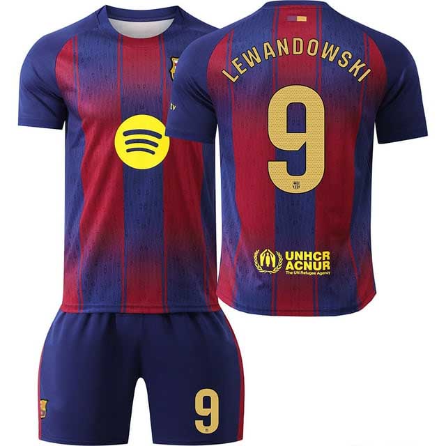 Fotbollskläder Set Barn FC Barcelona Hemmatröja 2025/26 Robert Lewandowski 9