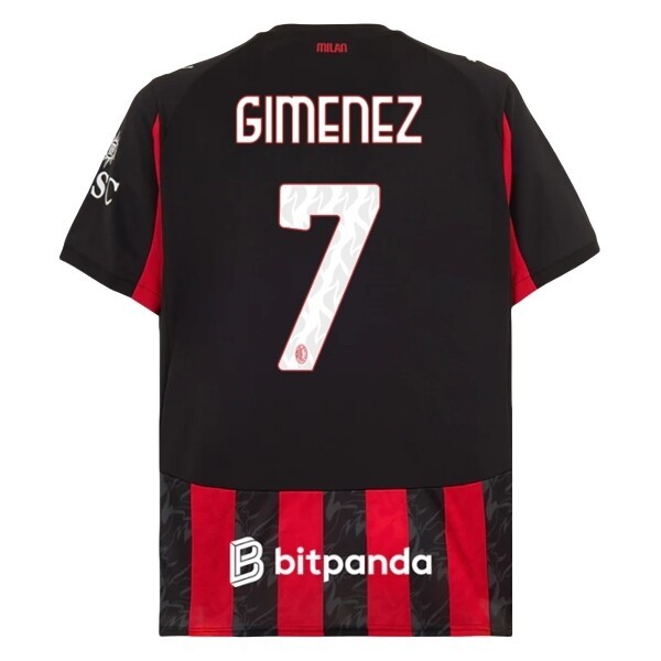Billiga Fotbollströjor Herr AC Milan Hemmatröja 2025/26 Santiago Giménez 7