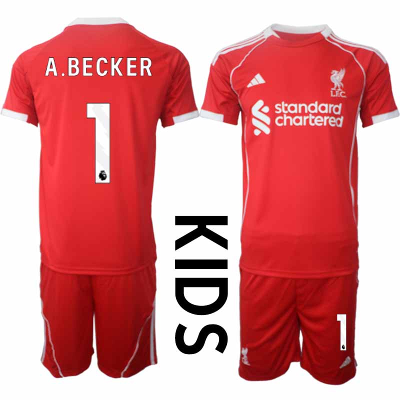 Billiga Fotbollströjor Barn Liverpool Hemmatröja 2025/26 Fotbolls Kit Alisson Becker 1