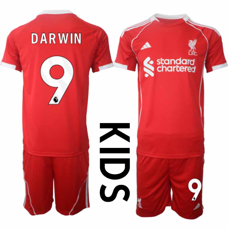 Billiga Fotbollströjor Barn Liverpool Hemmatröja 2025/26 Fotbollsset Darwin Núñez 9