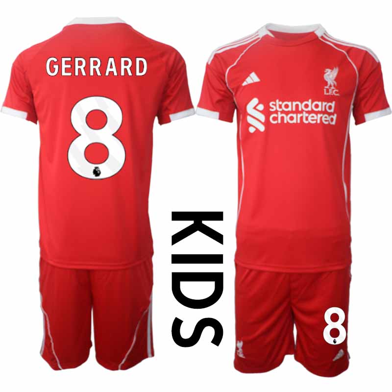 Billiga Fotbollströjor Barn Liverpool Hemmatröja 2025/26 Fotbollsset Steven Gerrard 8
