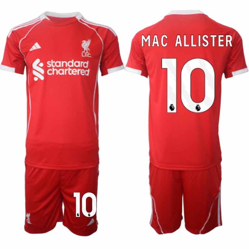 Fotbollsset Liverpool Hemmatröja 2025/26 Fotbollströja med namn Alexis Mac Allister 10
