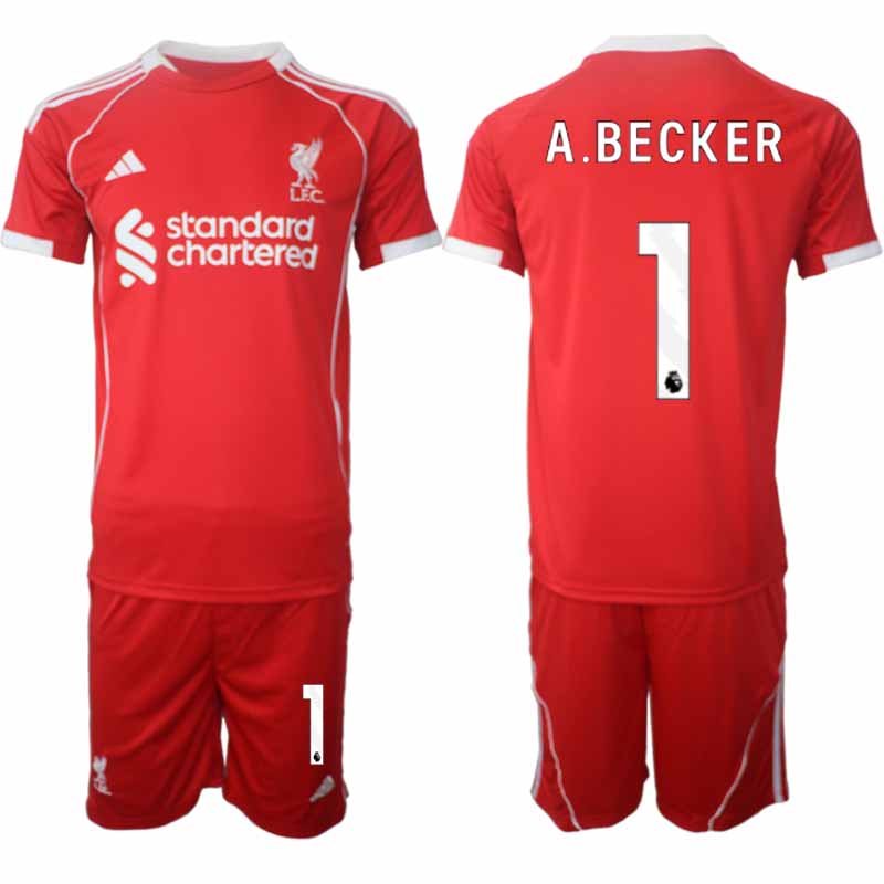 Herr Liverpool Hemmatröja 2025/26 Fotbollströja med namn Alisson Becker 1