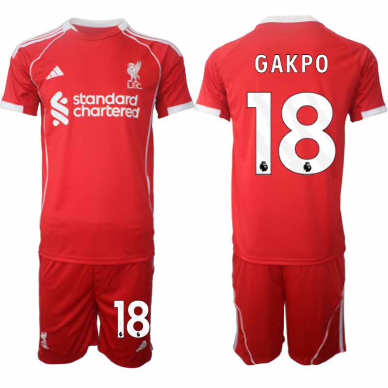 Fotbollsset Liverpool Hemmatröja 2025/26 Fotbollströja med namn Cody Gakpo 18