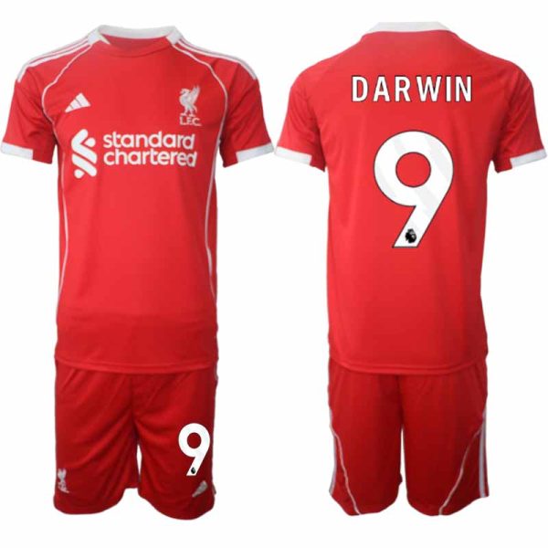 Fotbollskläder Set Herr Liverpool Hemmatröja 2025/26 med namn Darwin Núñez 9