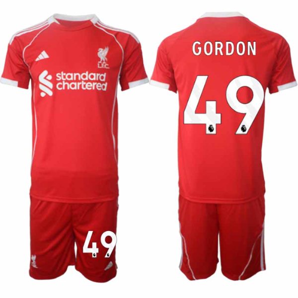 Fotbollströjor Herr Liverpool Hemmatröja 2025/26 med tryck Kaide Gordon 49