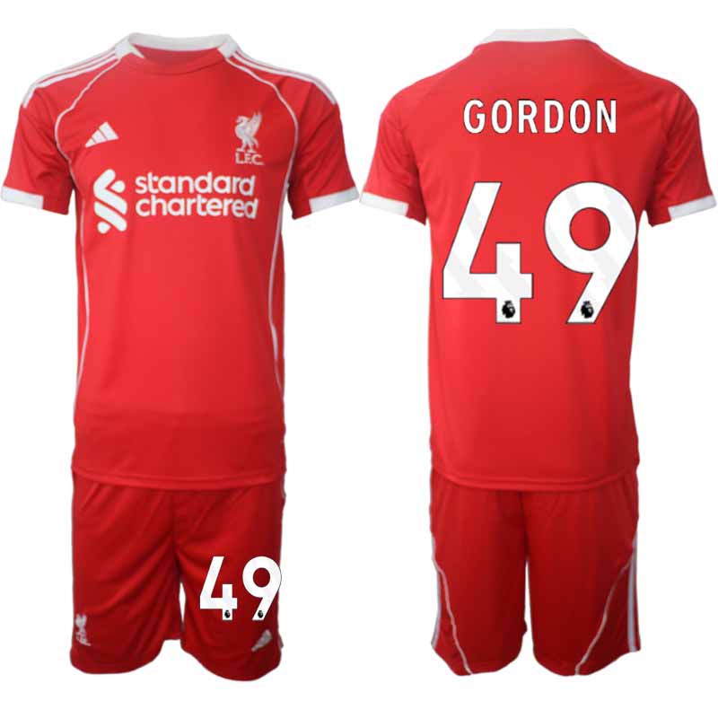 Fotbollströjor Herr Liverpool Hemmatröja 2025/26 med tryck Kaide Gordon 49