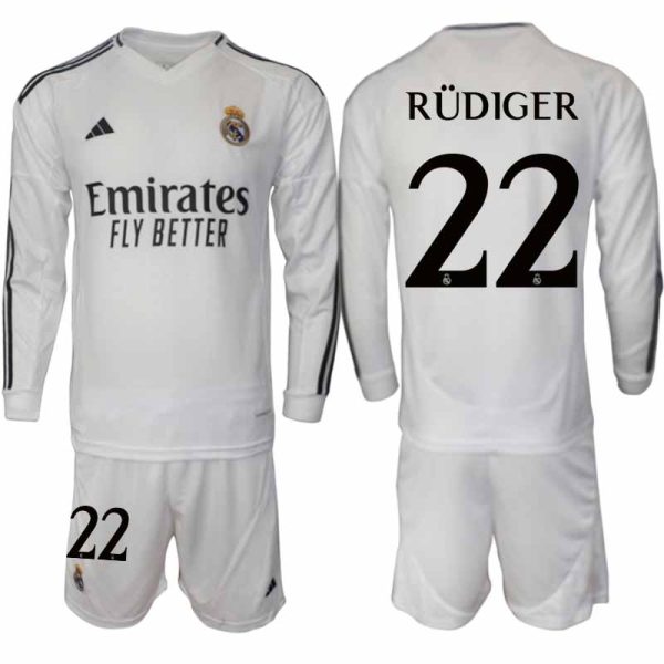 Billiga Fotbollströjor Herr Real Madrid Hemmatröja 2024/25 Fotbolls Set Antonio Rüdiger 22