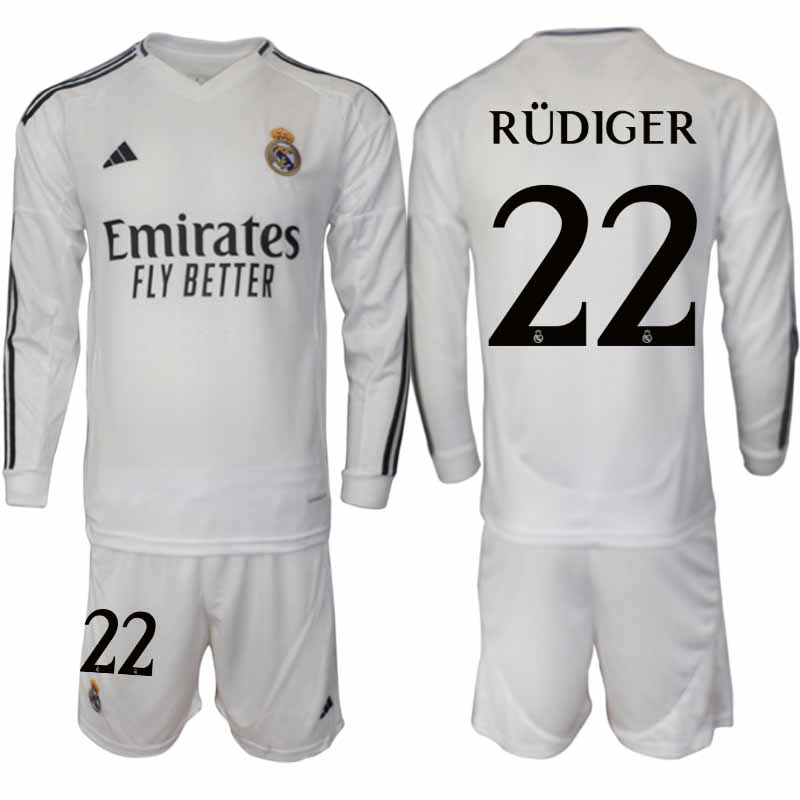 Billiga Fotbollströjor Herr Real Madrid Hemmatröja 2024/25 Fotbolls Set Antonio Rüdiger 22