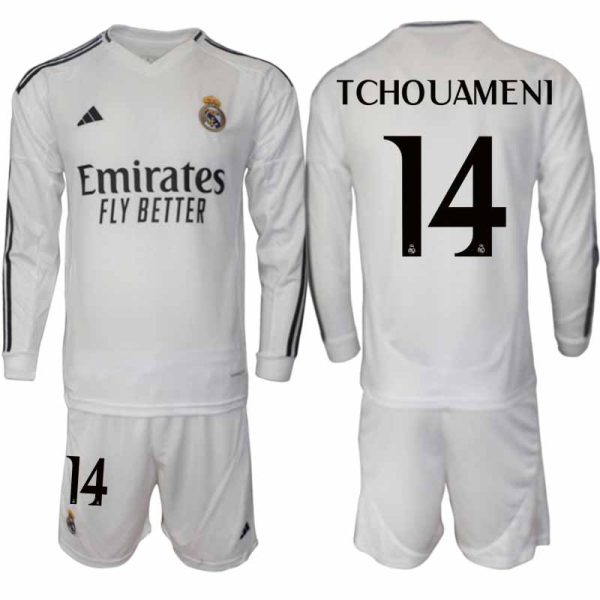 Billiga Fotbollströjor Herr Real Madrid Hemmatröja 2024/25 Fotbolls Set Aurelien Tchouameni 14