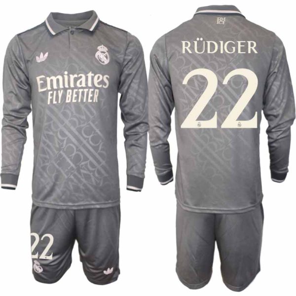 Billiga Fotbollströjor Herr Real Madrid Tredjetröja 2024/25 Långärmad Set Antonio Rüdiger 22