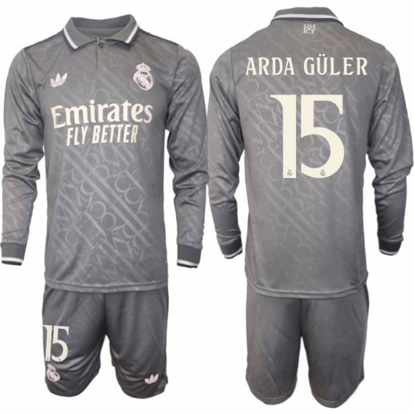 Billiga Fotbollströjor Herr Real Madrid Tredjetröja 2024/25 Långärmad Set Arda Guler 15