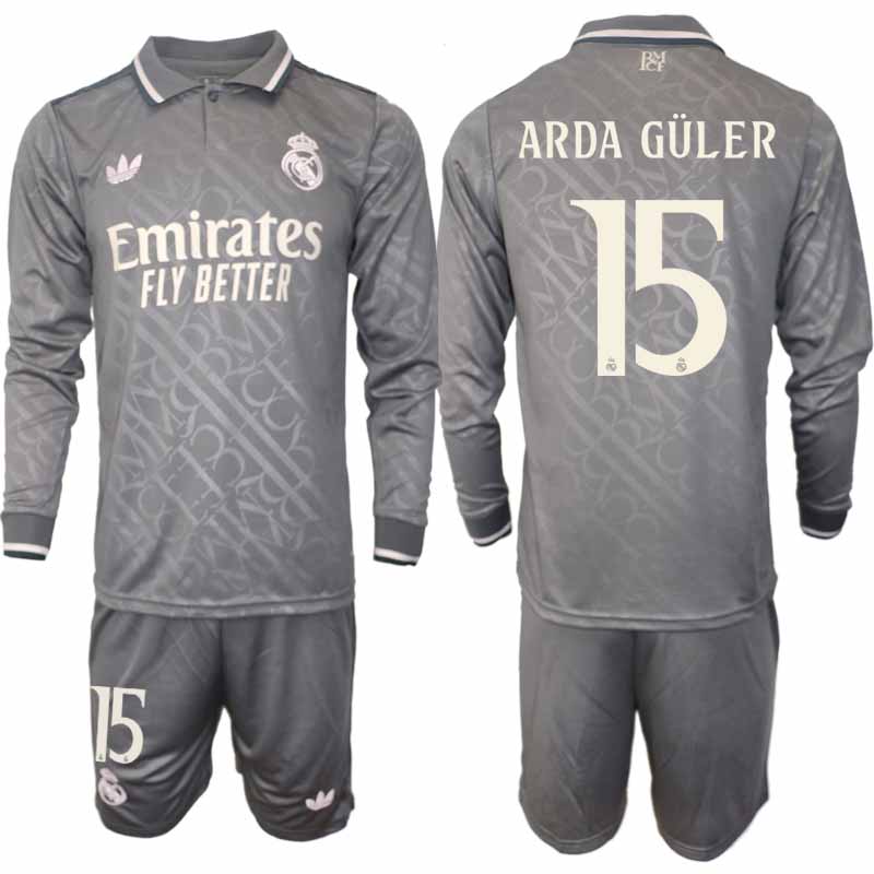 Billiga Fotbollströjor Herr Real Madrid Tredjetröja 2024/25 Långärmad Set Arda Guler 15