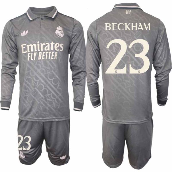 Billiga Fotbollströjor Herr Real Madrid Tredjetröja 2024/25 Långärmad Set David Beckham 23