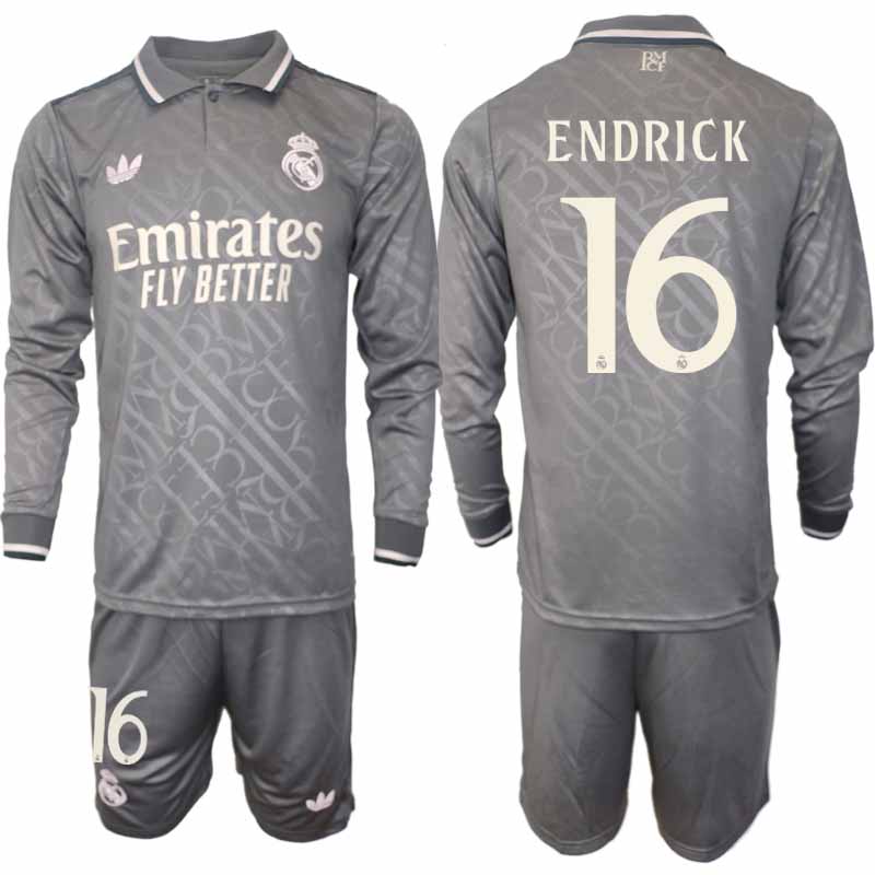 Billiga Fotbollströjor Herr Real Madrid Tredjetröja 2024/25 Långärmad Set Endrick Felipe 16