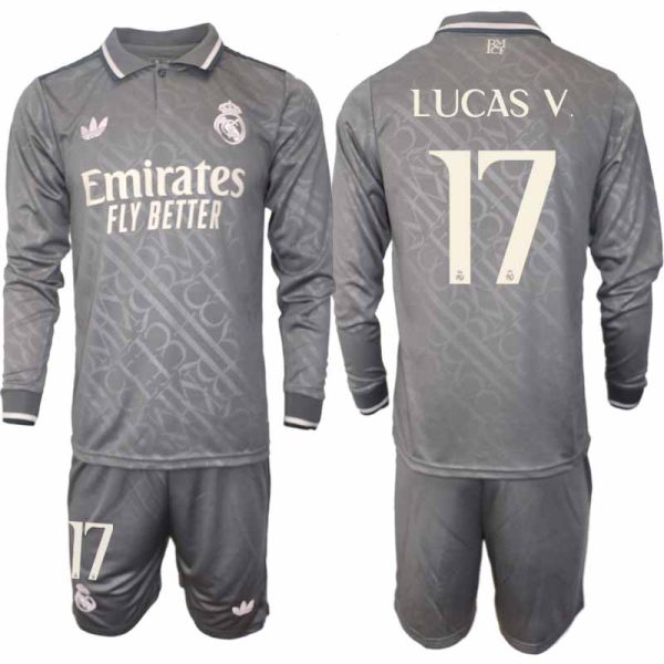 Billiga Fotbollströjor Herr Real Madrid Tredjetröja 2024/25 Långärmad Set Lucas Vazquez 17