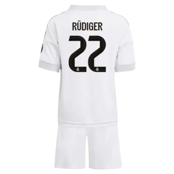 Billiga Fotbollströjor Barn Real Madrid Hemmatröja 2025/26 Fotbollsställ Antonio Rüdiger 22
