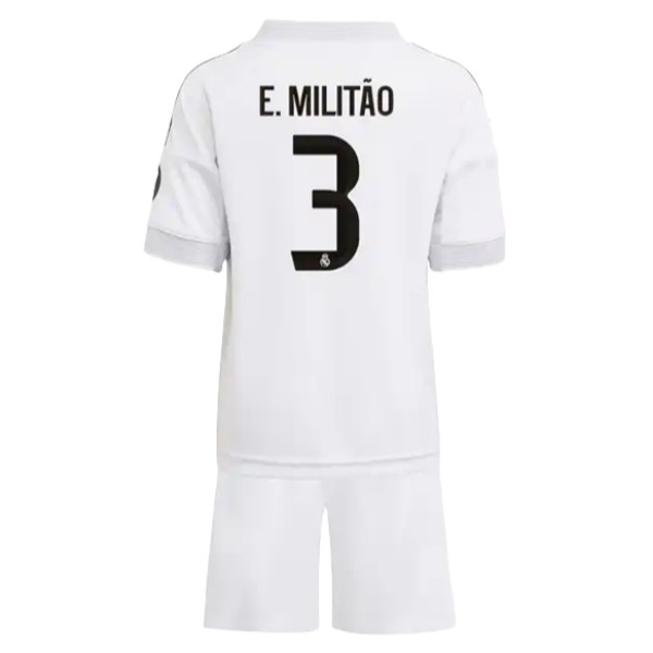 Matchställ Fotboll Barn Real Madrid Hemmatröja 2025/26 Fotbollsställ Éder Militão 3