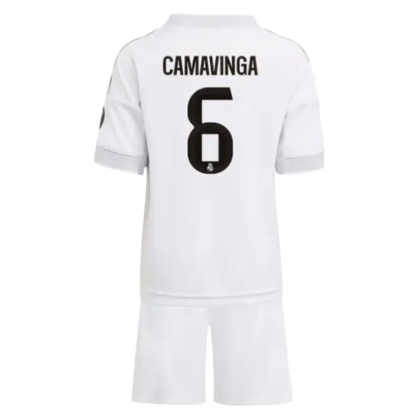 Fotbollsdress Barn Real Madrid Hemmatröja 2025/26 Fotbollsställ Eduardo Camavinga 6