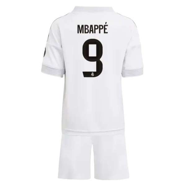 Matchställ Fotboll Barn Real Madrid Hemmatröja 2025/26 Fotbollsställ Kylian Mbappé 9