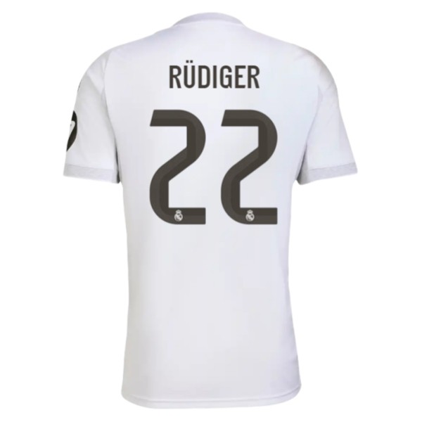 Matchställ Fotboll Real Madrid Hemmatröja 2025/26 Kortärmad Antonio Rüdiger 22