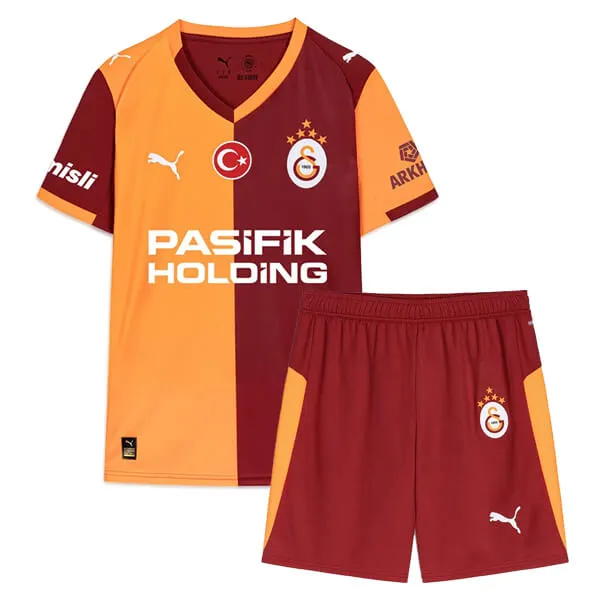 Galatasaray Barn Hemmatröja 2025/26 Kortärmad Fotbollsställ med Shorts
