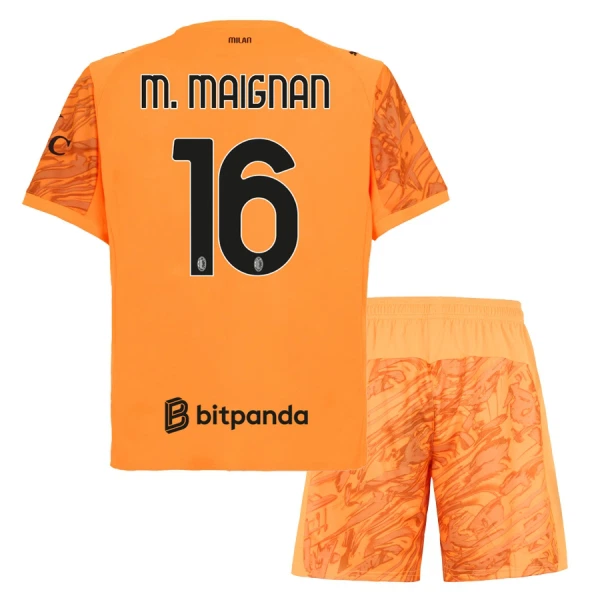 Fotbollskläder Set Barn AC Milan Målvakt Bortatröja 2025/26 Mike Maignan 16